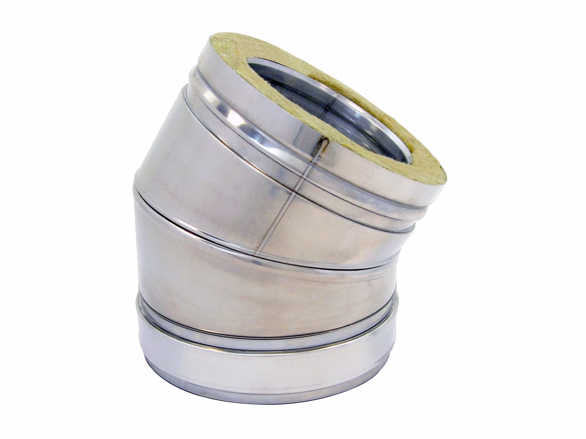 Curva DW a doppia parete 30° D450 con fascetta di serraggio della categoria Impianto di scarico in acciaio inox a doppia parete con l'articolo n. 671598