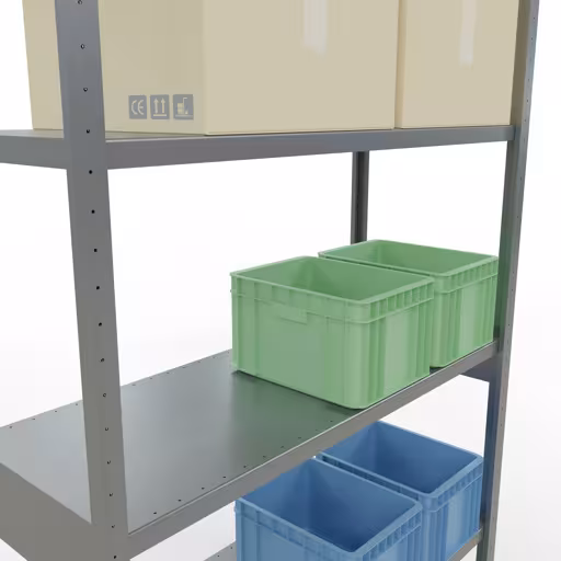 Scaffale base, scaffale, sistema a innesto MULTIplus250, 3000 x 1300 x 500 mm (AxLxP), 7 ripiani, barre longitudinali, zincato della marca Schulte Lagertechnik della gamma dei sistemi a innesto