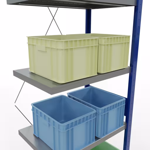 Figura n. 14 dell'articolo scaffale aggiuntivo, scaffale, sistema a innesto MULTIplus250, 3000 x 750 x 500 mm, 7 ripiani, RAL 5010 blu genziana/zincato/zincato del gruppo di prodotti sistema a innesto della marca Schulte Lagertechnik