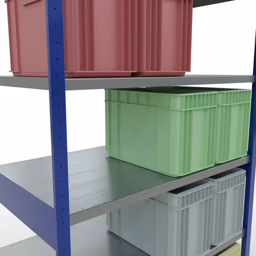 Image du produit n° 13 de l'article étagère de base, étagère, système enfichable MULTIplus250, 2500 x 1300 x 800 mm, 6 étagères, traverse, RAL 5010 bleu gentiane/galvanisé Figure n° 13 de l'article étagère de base, système d'étagères enfichables MULTIplus250, 2500 x 1300 x 800 mm, 6 étagères, RAL 5010 bleu gentiane/galvanisé du groupe de produits système enfichable de la marque Schulte Lagertechnik