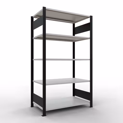 Scaffale base, scaffale per ufficio, sistema a innesto MULTIplus150, 1800 x 1000 x 600 mm (AxLxP), 5 ripiani, barre longitudinali, senza fermo centrale, nero/grigio chiaro di Schulte Lagertechnik Scaffale Basic, scaffale per ufficio, sistema a innesto MULTIplus150, 1800 x 1000 x 600 mm (AxLxP), 5 ripiani, barre longitudinali, senza fermo centrale, nero/grigio chiaro, sistema a innesto, articolo n. 36055-S