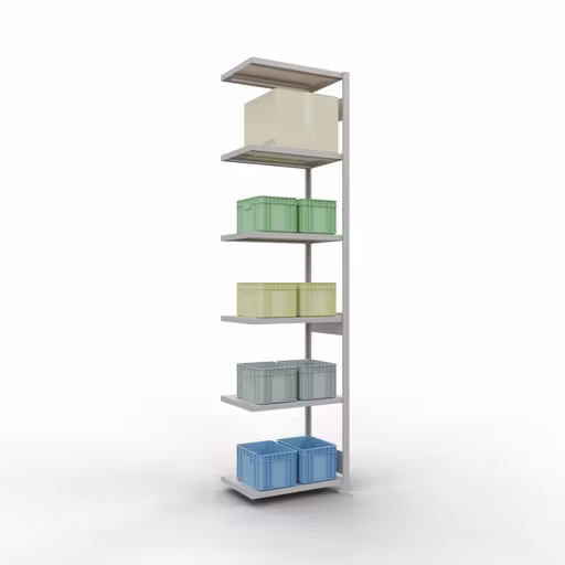 Figure n° 15 de l'article étagère complémentaire, étagère à étagères, système enfichable MULTIplus250, 3000 x 750 x 500 mm, 7 étagères, gris clair RAL 7035 du groupe de produits système enfichable de la marque Schulte Lagertechnik
