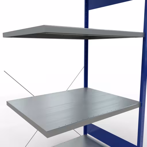 Rayonnage supplémentaire, étagère, système enfichable MULTIplus330, 2000 x 1000 x 800 mm, 5 étagères, traverse, RAL 5010 bleu gentiane/galvanisé de Schulte Lagertechnik de la catégorie système enfichable