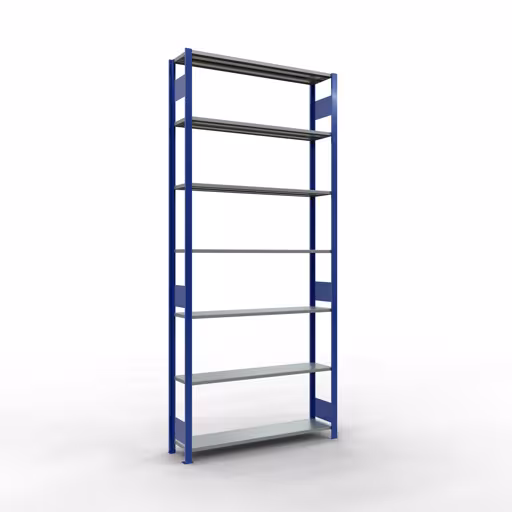 Immagine aggiuntiva dell'articolo Scaffale base, scaffale MULTIplus150 sistema a innesto, 3000 x 1300 x 300 mm (AxLxP), 7 ripiani, barra longitudinale, RAL 5010 blu genziana/zincato dal ripiano base