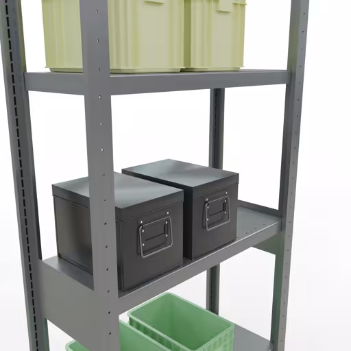 Figura n. 9 dell'articolo scaffale base, scaffale, sistema a innesto MULTIplus250, 2500 x 750 x 300 mm (AxLxP), 6 ripiani, barre longitudinali, zincato del gruppo di prodotti sistema a innesto della marca Schulte Lagertechnik