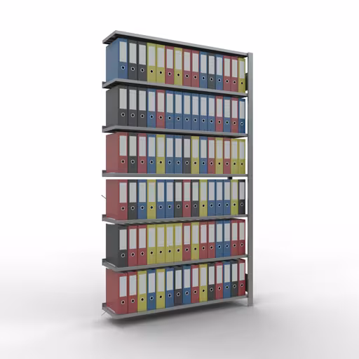 Produktbild Nr 14 des Artikels Anbauregal, Büro-Fachbodenregal Stecksystem MULTIplus85, 2300 x 1300 x 300 mm (HxBxT), 7 Fachböden, Kreuzstrebe, verzinkt, mit Anschlagleiste Abbildung Nr 14 des Artikels Anbauregal, Büro-Fachbodenregal Stecksystem MULTIplus85, 2300 x 1300 x 300 mm (HxBxT), 7 Fachböden, Kreuzstrebe, verzinkt, mit Anschlagleiste aus der Produktgruppe Büroregale von der Marke Schulte Lagertechnik