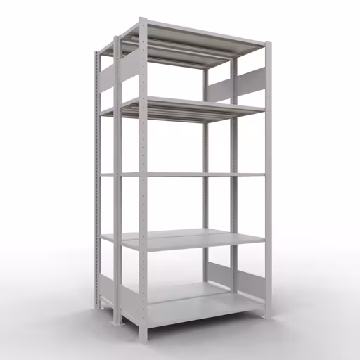 Image supplémentaire de l'article Étagère de base, étagère double, système d'étagères enfichable MULTIplus150, 2000 x 1000 x (2x400) mm, 2x5 étagères, RAL 7035 gris clair à partir d'étagères doubles