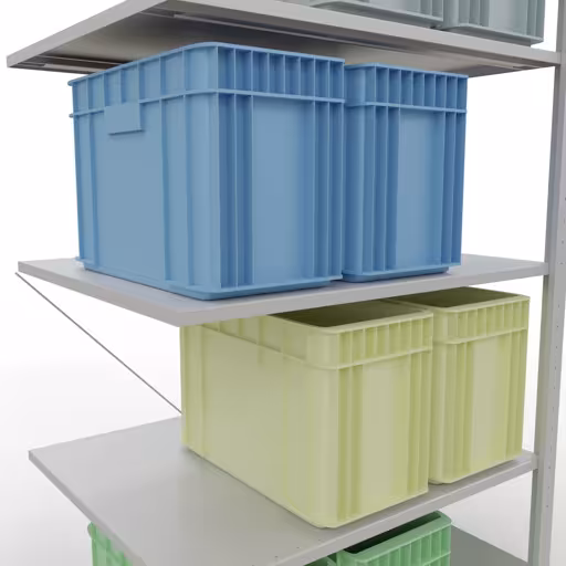Figure n° 9 de l'article étagère complémentaire, étagère à étagères, système enfichable MULTIplus150, 2000 x 1000 x 800 mm, 5 étagères, gris clair RAL 7035 du groupe de produits système enfichable de Schulte Lagertechnik