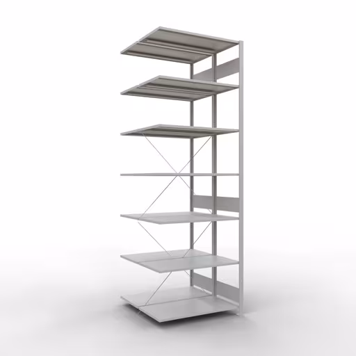 Scaffale aggiuntivo, scaffale doppio, sistema di scaffali MULTIplus150, 3000 x 1000 x (2x1000) mm (AxLxP), 2x7 ripiani, traversa, RAL 7035 grigio chiaro della marca Schulte Lagertechnik dal programma scaffali