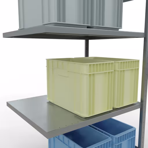 Scaffali aggiuntivi, scaffali, sistema a innesto MULTIplus330, 2000 x 1000 x 800 mm (AxLxP), 5 ripiani, barre longitudinali, zincato di Schulte Lagertechnik della categoria Sistemi a innesto