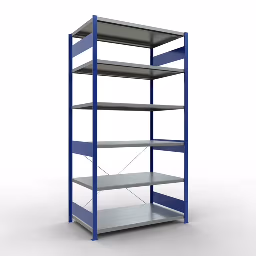Figure n° 12 de l'article étagère de base, système d'étagères enfichables MULTIplus250, 2500 x 1300 x 800 mm, 6 étagères, RAL 5010 bleu gentiane/galvanisé du groupe de produits système enfichable de la marque Schulte Lagertechnik