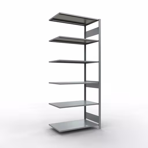 Rayonnage supplémentaire, rayonnage à étagères, système enfichable MULTIplus150, 2500 x 1000 x 600 mm (HxLxP), 6 étagères, barres de longueur, galvanisé, étagère supplémentaire, réf. 12766-LR