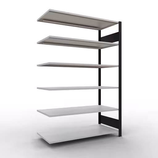 Figure n° 12 de l'article, étagère de bureau, système enfichable MULTIplus150, 2000 x 1300 x 600 mm, 6 étagères, sans butée centrale, noir/gris clair du groupe de produits étagères de bureau de Schulte Lagertechnik