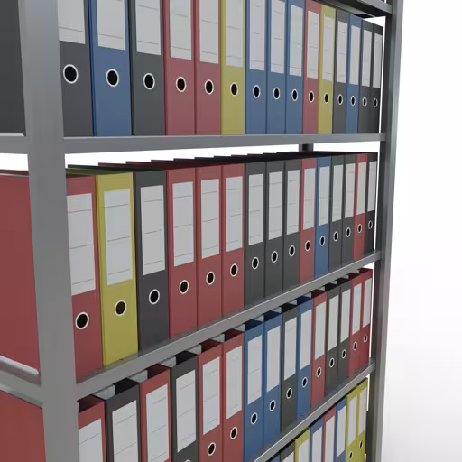 Figure n° 12 de l'article, système d'étagères de bureau MULTIplus85, 2000 x 1300 x 300 mm, 6 étagères, traverse, galvanisé, sans barre d'arrêt du groupe de produits étagères de bureau de Schulte Lagertechnik