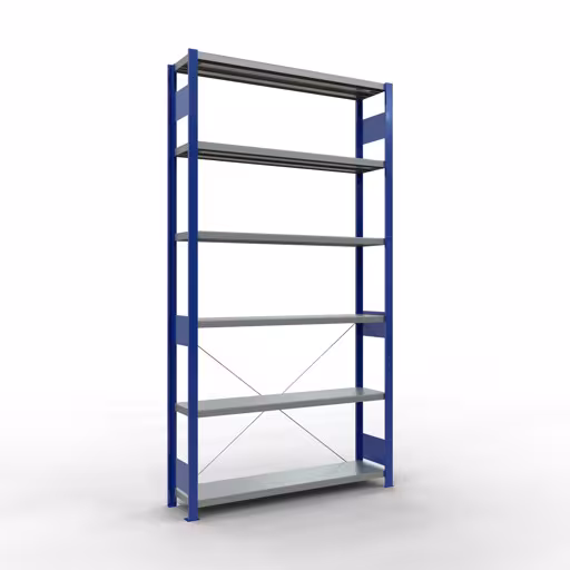 Figure n° 13 de l'article étagère de base, étagère, système enfichable MULTIplus250, 2500 x 1300 x 300 mm, 6 étagères, RAL 5010 bleu gentiane/galvanisé du groupe de produits système enfichable de Schulte Lagertechnik