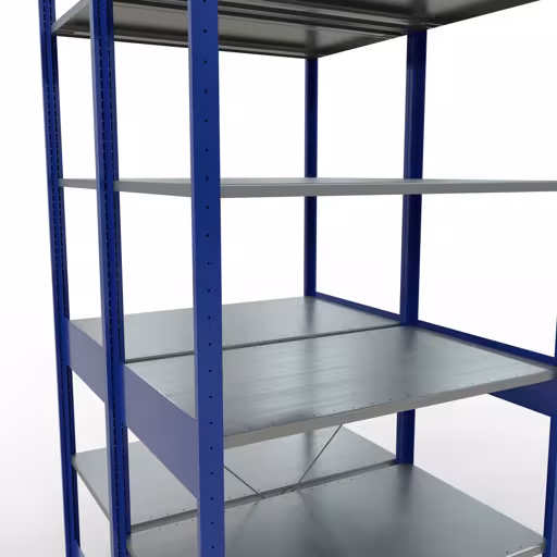 Immagine aggiuntiva dell'articolo Scaffale base, scaffale doppio, sistema a innesto per scaffale MULTIplus150, 2500 x 1000 x (2x600) mm (AxLxP), 2x6 ripiani, traversa, RAL 5010 blu genziana da ripiani doppi