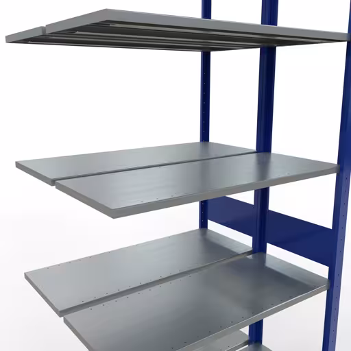 Image supplémentaire de l'article Tablette de fixation, tablette double, système d'étagères enfichables MULTIplus150, 3000 x 1000 x (2x400) mm, 2x7 tablettes, RAL 5010 bleu gentiane à partir de tablettes doubles