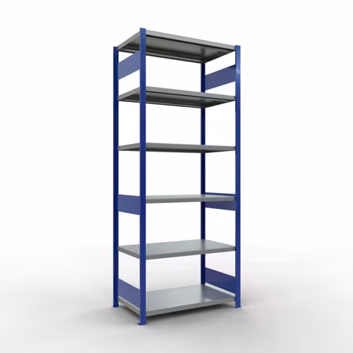 Figure n° 14 de l'article étagère de base, étagère, système enfichable MULTIplus250, 2500 x 1000 x 600 mm, 6 étagères, RAL 5010 bleu gentiane/galvanisé du groupe de produits système enfichable de Schulte Lagertechnik