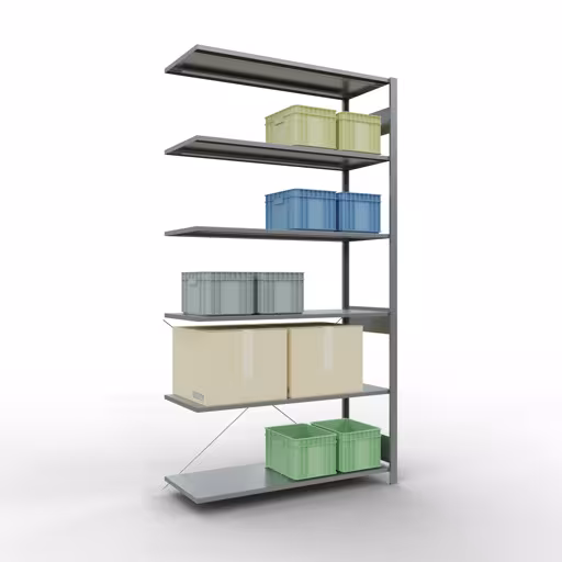 Ripiano aggiuntivo con sistema a innesto 2500x1300x500 mm, tipo 150 kg, zincato di Schulte Lagertechnik della categoria Sistema a innesto