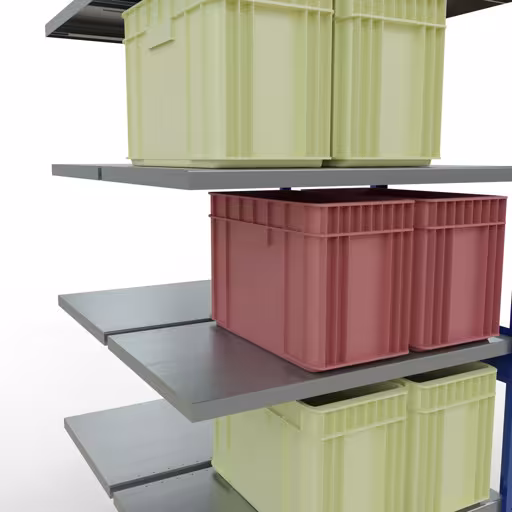 Immagine aggiuntiva dell'articolo Ripiano aggiuntivo, ripiano doppio, sistema di scaffali MULTIplus250, 2500 x 1000 x (2x600) mm (AxLxP), 2x6 ripiani, barre longitudinali, RAL 5010 blu genziana da ripiani doppi