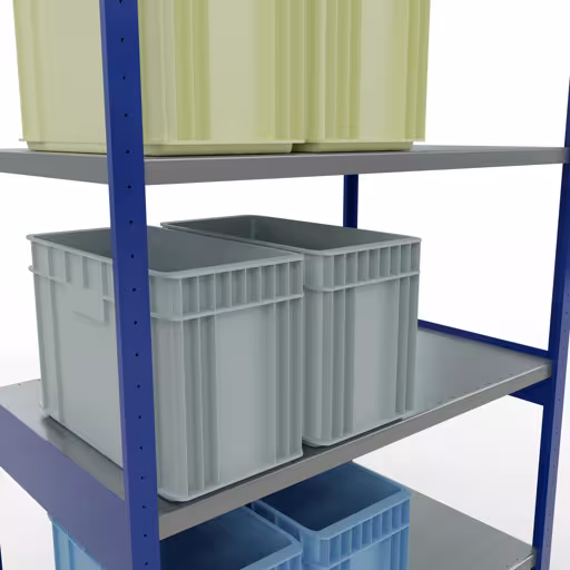Figura n. 9 dell'articolo scaffale base, scaffale, sistema a innesto MULTIplus250, 3000 x 1300 x 800 mm (AxLxP), 7 ripiani, barre longitudinali, RAL 5010 blu genziana/zincato del gruppo di prodotti sistema a innesto della marca Schulte Lagertechnik