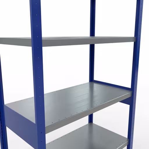 Image du produit n° 15 de l'article étagère de base, étagère, système enfichable MULTIplus330, 2500 x 1000 x 500 mm, 6 étagères, barre de longueur, RAL 5010 bleu gentiane/galvanisé Figure n° 15 de l'article étagère de base, étagère, système enfichable MULTIplus330, 2500 x 1000 x 500 mm, 6 étagères, RAL 5010 bleu gentiane/galvanisé du groupe de produits système enfichable de Schulte Lagertechnik