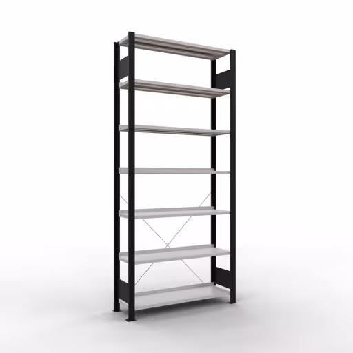 Scaffale Basic, scaffale per ufficio, sistema a innesto MULTIplus85, 2300 x 1000 x 300 mm (AxLxP), 7 ripiani, traversa, con barra di arresto, nero/grigio chiaro di Schulte Lagertechnik Scaffale Basic, scaffale per ufficio, sistema a innesto MULTIplus85, 2300 x 1000 x 300 mm (AxLxP), 7 ripiani, traversa, con listello di arresto, nero/grigio chiaro, sistema a innesto, articolo n. 36013-S