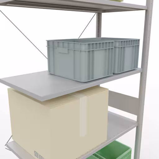 Scaffali aggiuntivi, scaffali, sistema a innesto MULTIplus85, 3000 x 1000 x 500 mm (AxLxP), 7 ripiani, traversa, RAL 7035 grigio chiaro di Schulte Lagertechnik dalla categoria Sistemi a innesto