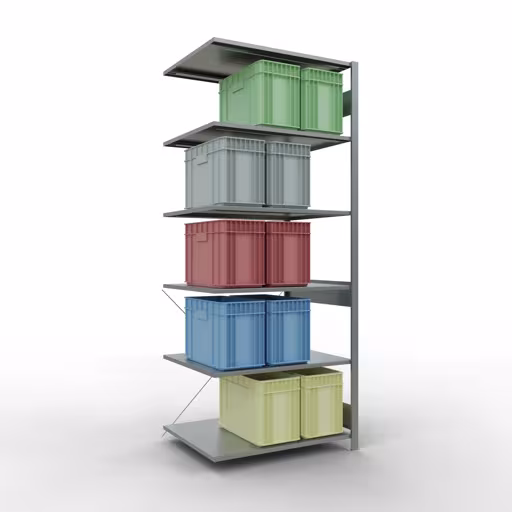 Image du produit n° 13 de l'article Rayonnage complémentaire, rayonnage à étagères, système enfichable MULTIplus150, 2500 x 1000 x 800 mm, 6 étagères, traverse, galvanisé Figure n° 13 de l'article étagère complémentaire, système d'étagères enfichables MULTIplus150, 2500 x 1000 x 800 mm, 6 étagères, galvanisées du groupe de produits système enfichable de la marque Schulte Lagertechnik.