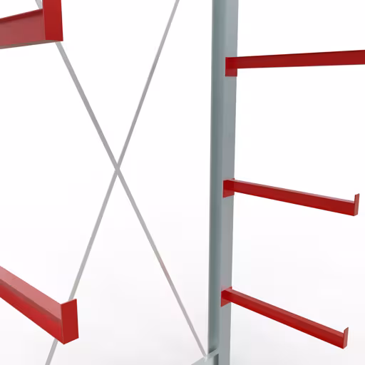 Étagère complète K 6000, unilatérale, 3000 x 1500 x 750 mm, RAL 7001 / RAL 3000, 5 niveaux de stockage de Schulte Lagertechnik de la gamme de rayonnages cantilever
