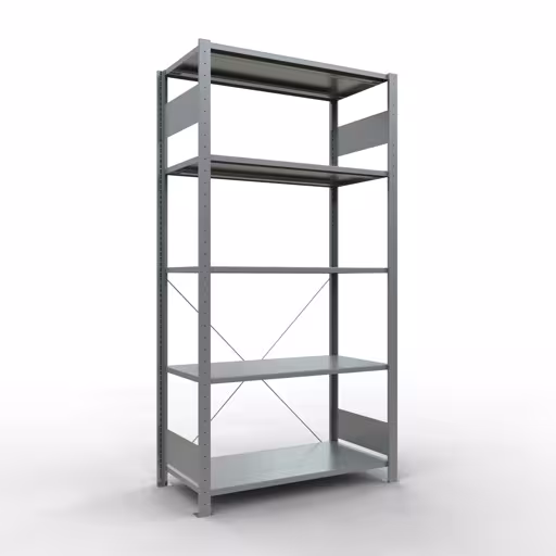Ripiano base, ripiano, sistema a innesto MULTIplus150, 2000 x 1000 x 500 mm (AxLxP), 5 ripiani, traversa, zincato - Expressline, ripiano base, art. n. 12750-K