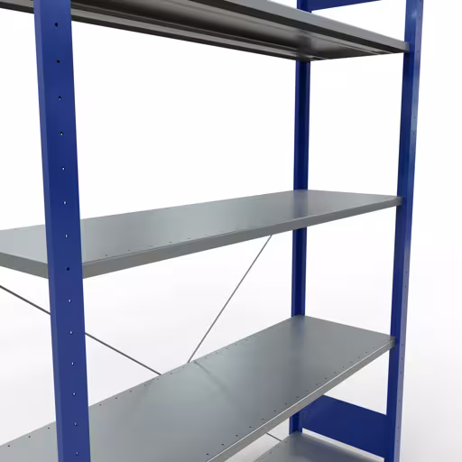 Scaffale base, scaffale, sistema a innesto MULTIplus150, 2000 x 1300 x 400 mm (AxLxP), 5 ripiani, traversa, RAL 5010 blu genziana/zincato con l'articolo n. 12740-130-B Scaffale base, scaffale, sistema a innesto MULTIplus150, 2000 x 1300 x 400 mm (AxLxP), 5 ripiani, traversa, RAL 5010 blu genziana/zincato di Schulte Lagertechnik della categoria Sistema a innesto