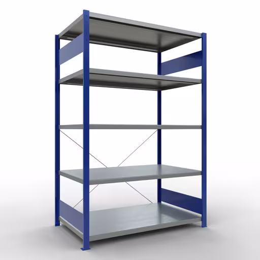 Étagère de base, étagère, système enfichable MULTIplus250, 2000 x 1300 x 800 mm, 5 étagères, RAL 5010 bleu gentiane/galvanisé de la marque Schulte Lagertechnik de la gamme de produits du système enfichable