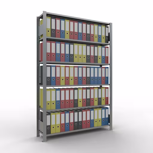 Étagère de base, étagère de bureau, système enfichable MULTIplus85, 2000 x 1300 x 300 mm, 6 étagères, galvanisées, avec bande d'arrêt de la marque Schulte Lagertechnik de la gamme d'étagères de bureau