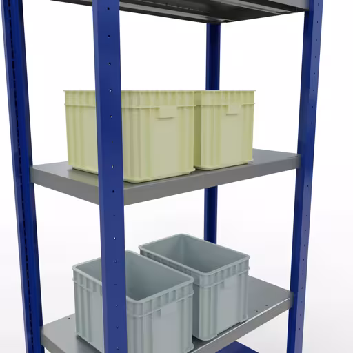 Figure n° 15 de l'article étagère de base, étagère, système enfichable MULTIplus250, 2000 x 750 x 400 mm, 5 étagères, RAL 5010 bleu gentiane/galvanisé/galvanisé du groupe de produits système enfichable de Schulte Lagertechnik