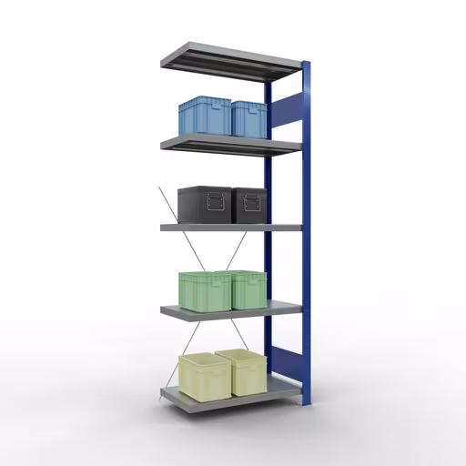 Immagine del prodotto n. 12 dell'articolo Scaffale aggiuntivo, scaffale, sistema a innesto MULTIplus250, 2000 x 750 x 400 mm (AxLxP), 5 ripiani, traversa, RAL 5010 blu genziana/zincato/zincato Figura n. 12 dell'articolo scaffale aggiuntivo, scaffale, sistema a innesto MULTIplus250, 2000 x 750 x 400 mm (AxLxP), 5 ripiani, traversa, RAL 5010 blu genziana/zincato/zincato del gruppo di prodotti sistema a innesto della marca Schulte Lagertechnik