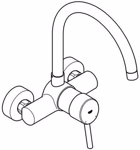 Technische Zeichnung 3992847 Miscelatore monocomando per lavello a parete GROHE Concetto 32667 cromo