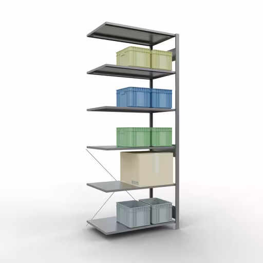 Image du produit n° 12 de l'article Rayonnage complémentaire, rayonnage à étagères, système enfichable MULTIplus150, 2500 x 1000 x 600 mm (HxLxP), 6 étagères, traverse, galvanisé Figure n° 12 de l'article étagère complémentaire, étagère à étagères, système enfichable MULTIplus150, 2500 x 1000 x 600 mm, 6 étagères, galvanisé du groupe de produits système enfichable de la marque Schulte Lagertechnik