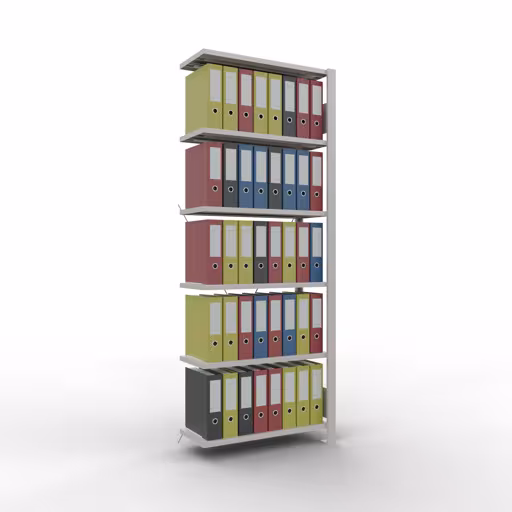 Produktbild Nr 12 des Artikels Anbauregal, Büro-Fachbodenregal Stecksystem MULTIplus85, 2000 x 750 x 300 mm (HxBxT), 6 Fachböden, Kreuzstrebe, ohne Anschlagleiste, lichtgrau Abbildung Nr 12 des Artikels Anbauregal, Büro-Fachbodenregal Stecksystem MULTIplus85, 2000 x 750 x 300 mm (HxBxT), 6 Fachböden, Kreuzstrebe, ohne Anschlagleiste, lichtgrau aus der Produktgruppe Büroregale von der Marke Schulte Lagertechnik