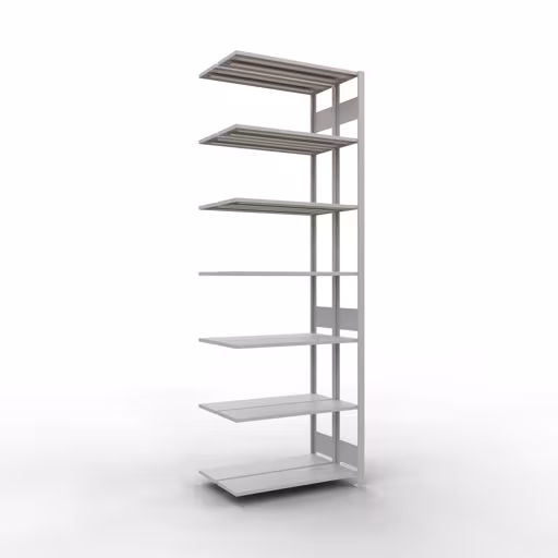 Scaffale aggiuntivo, scaffale doppio, sistema di scaffali MULTIplus150, 3000 x 1000 x (2x300) mm (AxLxP), 2x7 ripiani, barre longitudinali, RAL 7035 grigio chiaro di Schulte Lagertechnik con l'articolo n. 33137