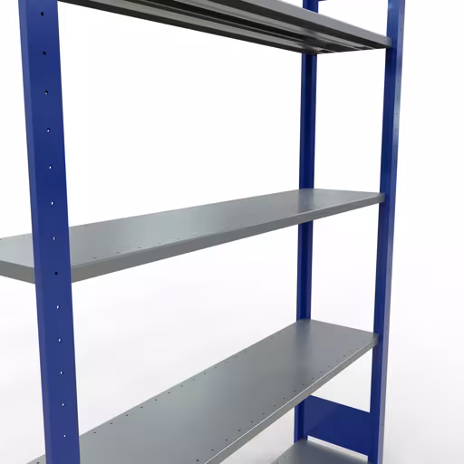 Étagère de base, étagère, système enfichable MULTIplus150, 2000 x 1300 x 300 mm (HxLxP), 5 étagères, barres de longueur, RAL 5010 bleu gentiane/galvanisé avec la référence réf. 12730-130-LR-B Étagère de base, étagère, système enfichable MULTIplus150, 2000 x 1300 x 300 mm, 5 étagères, RAL 5010 bleu gentiane/galvanisé de Schulte Lagertechnik de la catégorie système enfichable