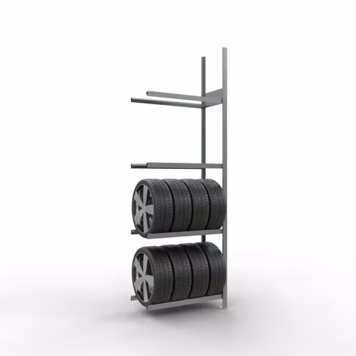 Produktbild Nr 12 des Artikels Anbauregal, Räder-/Reifenregal, 2750 x 900 x 400 mm (HxBxT), verzinkt, 4 Lagerebenen á 150 kg Fachlast pro Ebene Abbildung Nr 12 des Artikels Anbauregal, Räder-/Reifenregal, 2750 x 900 x 400 mm (HxBxT), verzinkt, 4 Lagerebenen á 150 kg Fachlast pro Ebene aus der Produktgruppe Fachbodenregale von der Marke Schulte Lagertechnik