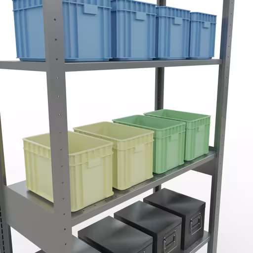 Image du produit n° 12 de l'article étagère de base, étagère, système enfichable MULTIplus150, 2500 x 1000 x 400 mm, 6 étagères, galvanisées de la gamme de produits du système enfichable de Schulte Lagertechnik