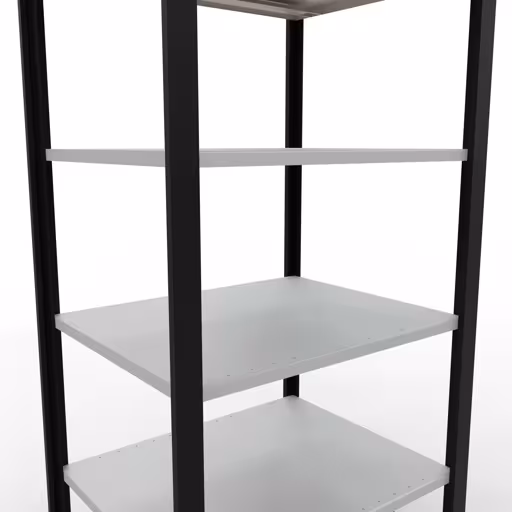 Scaffale base, scaffale per ufficio, sistema a innesto MULTIplus150, 2000 x 750 x 600 mm (AxLxP), 6 ripiani, barre longitudinali, senza fermo centrale, nero/grigio chiaro di Schulte Lagertechnik dalla categoria scaffali per ufficio