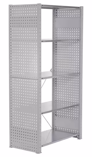 Pannello laterale in pannello forato, 90 x 1300 x 300 mm (A x P), RAL 7035 grigio chiaro dalla categoria accessori con GTIN 4004514276384 Pannello laterale in lamiera forata, 90 x 1300 x 300 mm (A x P), RAL 7035 grigio chiaro della marca Schulte Lagertechnik della gamma di prodotti per sistemi a innesto