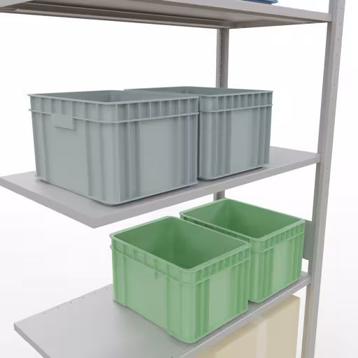 Immagine del prodotto n. 7 dell'articolo scaffale aggiuntivo, sistema a innesto per ripiani MULTIplus150, 3000 x 1000 x 500 mm, 7 ripiani, RAL 7035 grigio chiaro dalla gamma di prodotti per sistemi a innesto della marca Schulte Lagertechnik