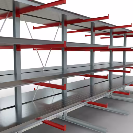 Figura n. 11 dell'articolo Scaffale completo K 6000, bilaterale, 3000 x 2x 7500 x 2x 1250 mm, RAL 7001 / RAL 3000, 5 livelli di stoccaggio del gruppo di prodotti scaffalature cantilever della marca Schulte Lagertechnik