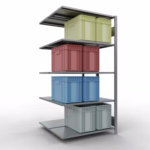 Figura n. 14 dell'articolo scaffale aggiuntivo, scaffale doppio, sistema a innesto per scaffali MULTIplus150, 2000 x 1000 x (2x500) mm (AxLxP), 2x5 ripiani, barre longitudinali, zincato dal gruppo di prodotti Scaffalature della marca Schulte Lagertechnik