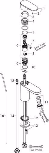 Hansgrohe Einhebel-Waschtischmischer VERNIS Blend 70 mit Zugstangen-Ablaufgarnitur 1 1/4 Zoll chrom