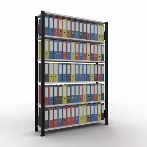 Figura n. 11 dell'articolo scaffale base, scaffale per ufficio, sistema a innesto MULTIplus85, 2000 x 1300 x 300 mm, 6 ripiani, nero/grigio chiaro del gruppo di prodotti scaffali per ufficio della marca Schulte Lagertechnik